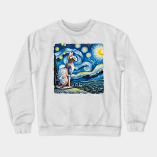 Sphynx Starry Night Inspired - Artistic Cat Crewneck Sweatshirt